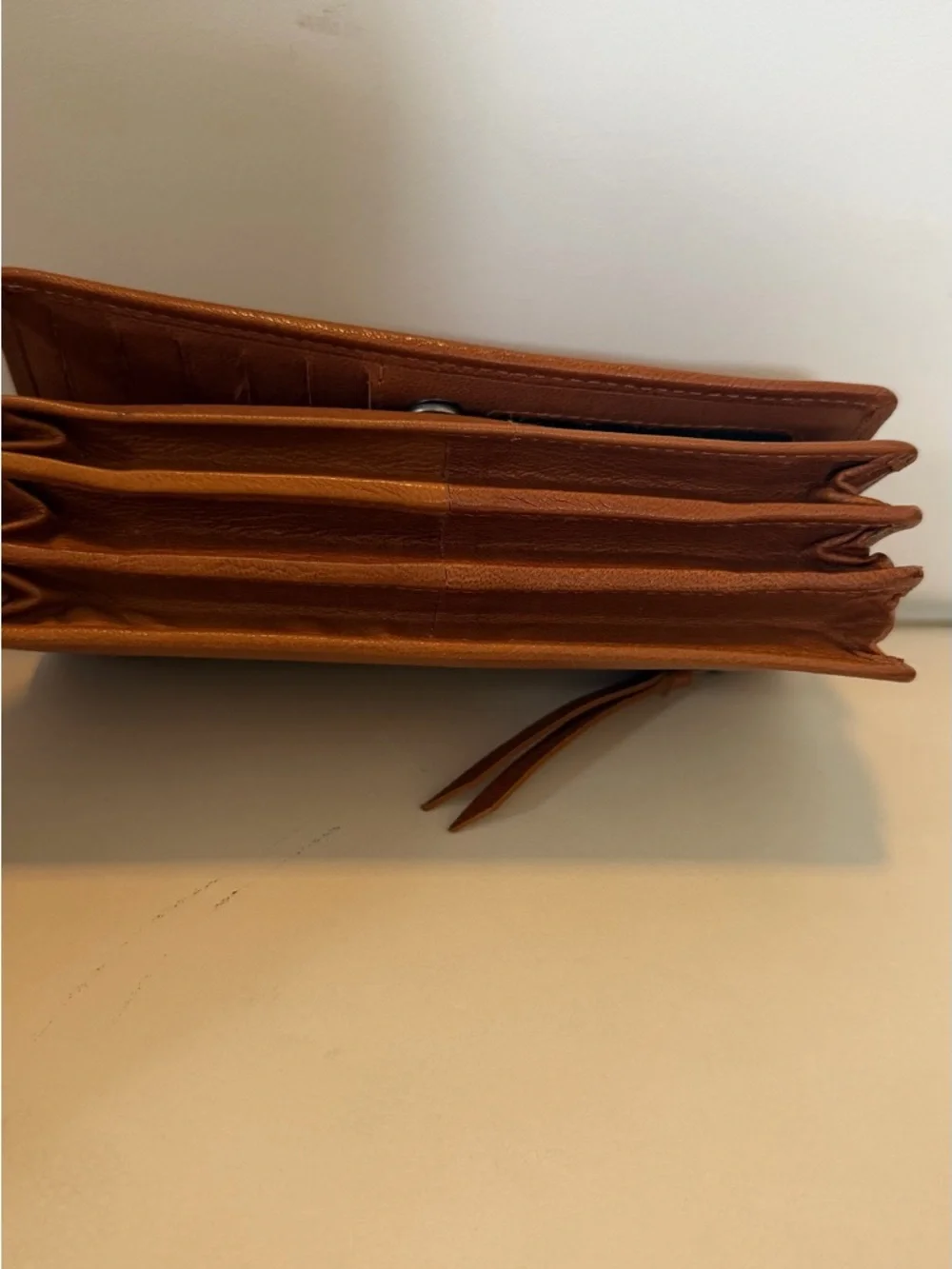 SPIKES & SPARROW Cognac Brown Leather Snap Wallet - Picture 4 of 6